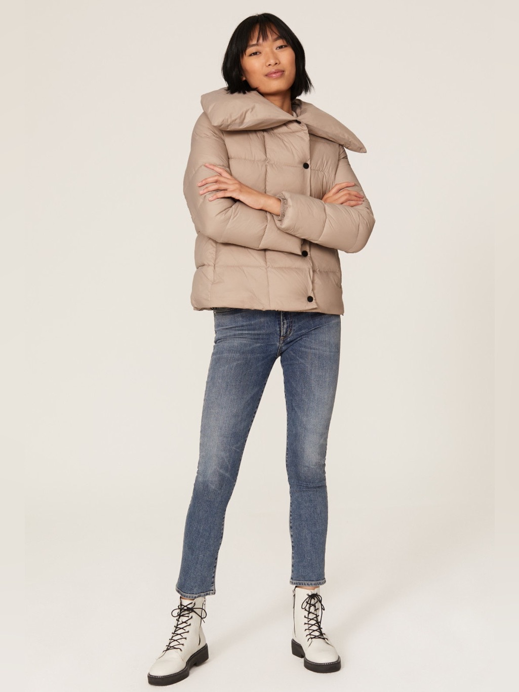 Soia & Kyo Beige Cropped Skinny Jeans